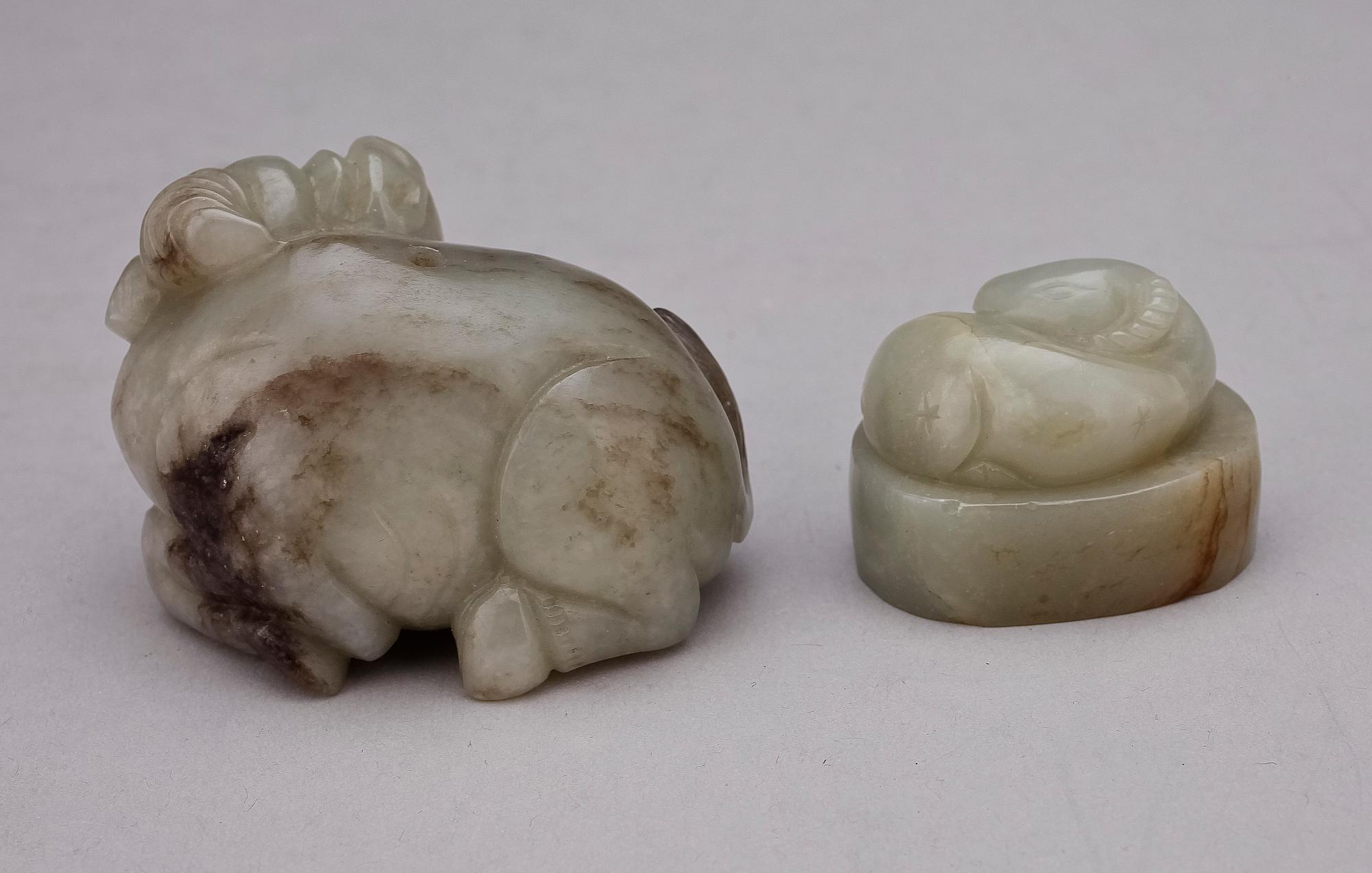 FIGURINER, 2st, jade, Kina, nutida tillverkning.