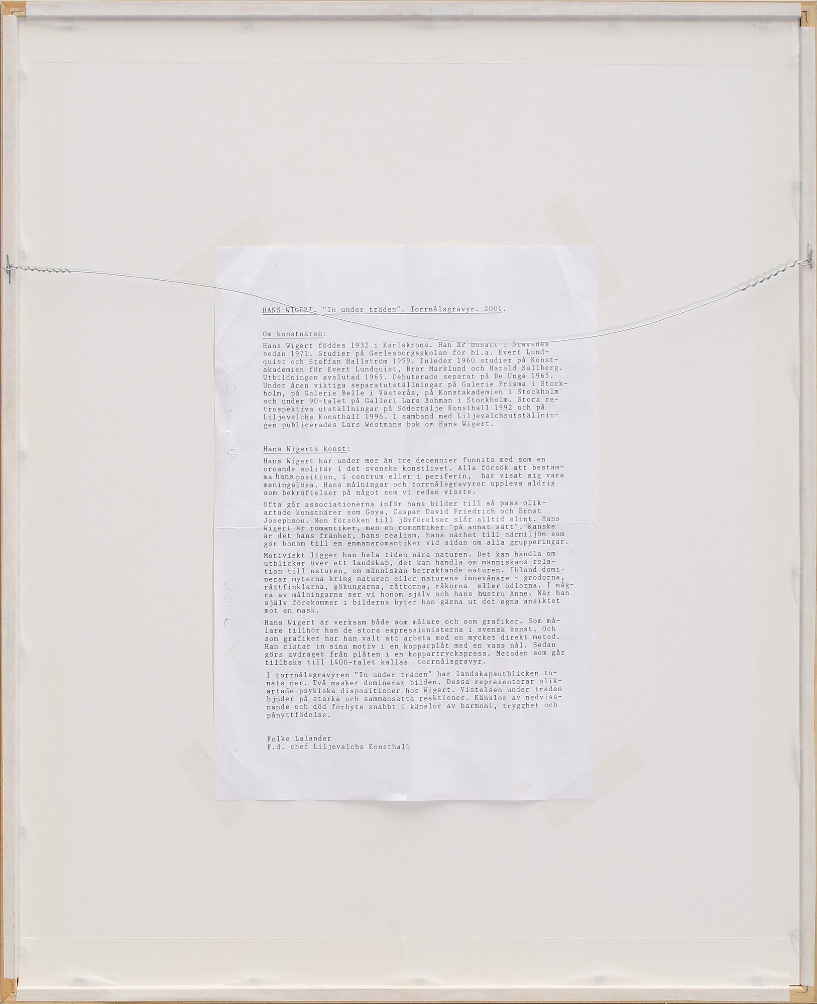 HANS WIGERT, torrnålsgravyr, signerad och numrerad 89/125.