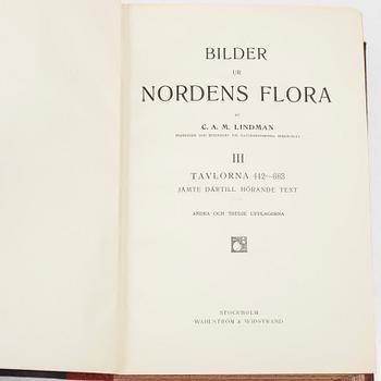 C.A.M Lindman, books, 3 volumes, "Bilder ur Nordens Flora",  Wahlström & Widstrand, 1922-1926.