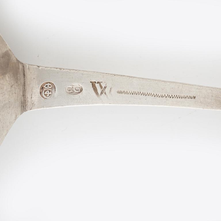 A Swedish Silver Vodka Spoon, mark of Conrad Gadd, Kristianstad 1734.