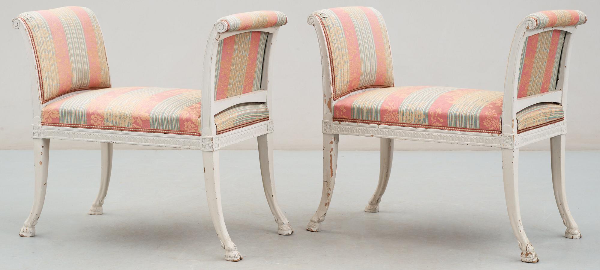 A pair of late Gustavian stools by E. Ståhl.