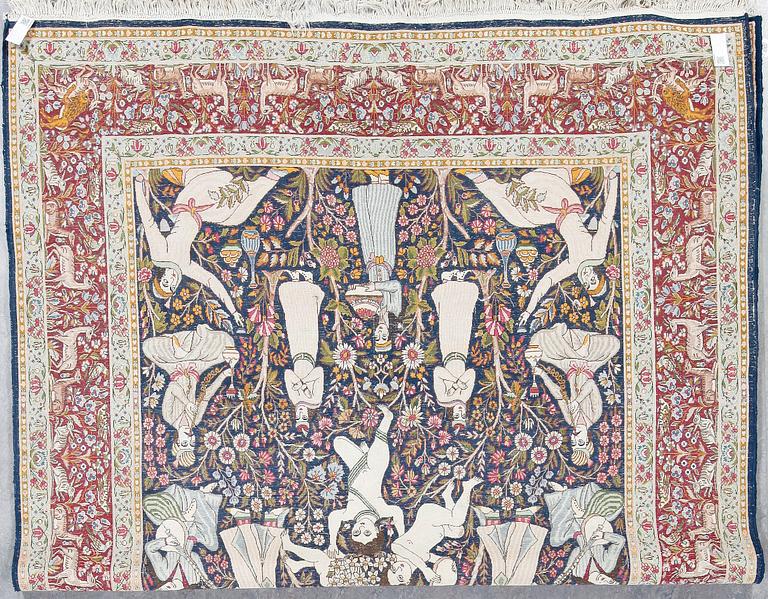 MATTA, old figural Kirman, ca 321x212 cm.