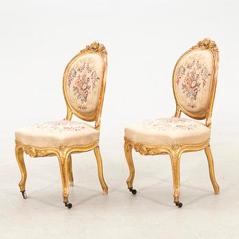 Chairs, a pair in the Louis XV style, late 19th century.