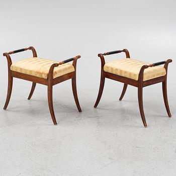 A pair of Swedish Empire stools, first half of the 20th Century.