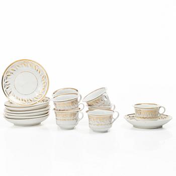 Eight cups with saucers, Late Empire, mid-19th century.