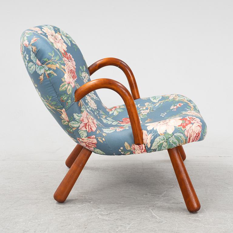 Arnold Madsen, tillskriven. "Clam chair/Muslinge fåtölj", sannolikt Madsen & Schubell, Danmark, 1940/1950-tal.
