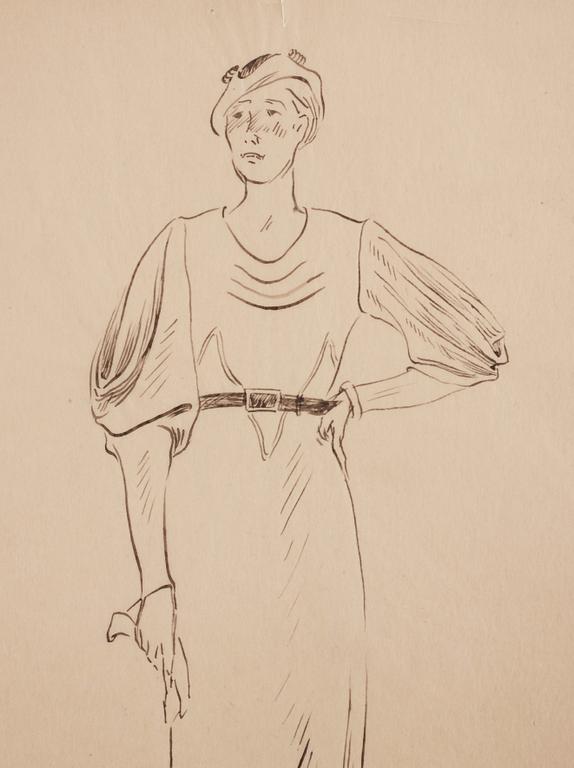 Lotte Laserstein, Standing model in a dress.