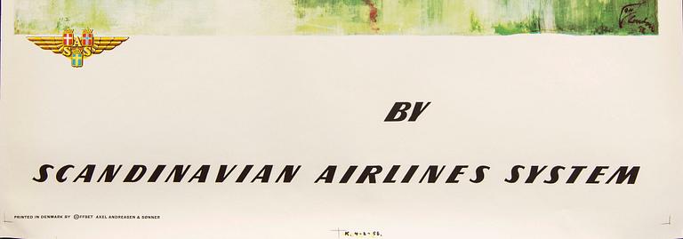 Otto Nielsen, poster 'by SAS Scandinavian Airlines System', 
 1958.