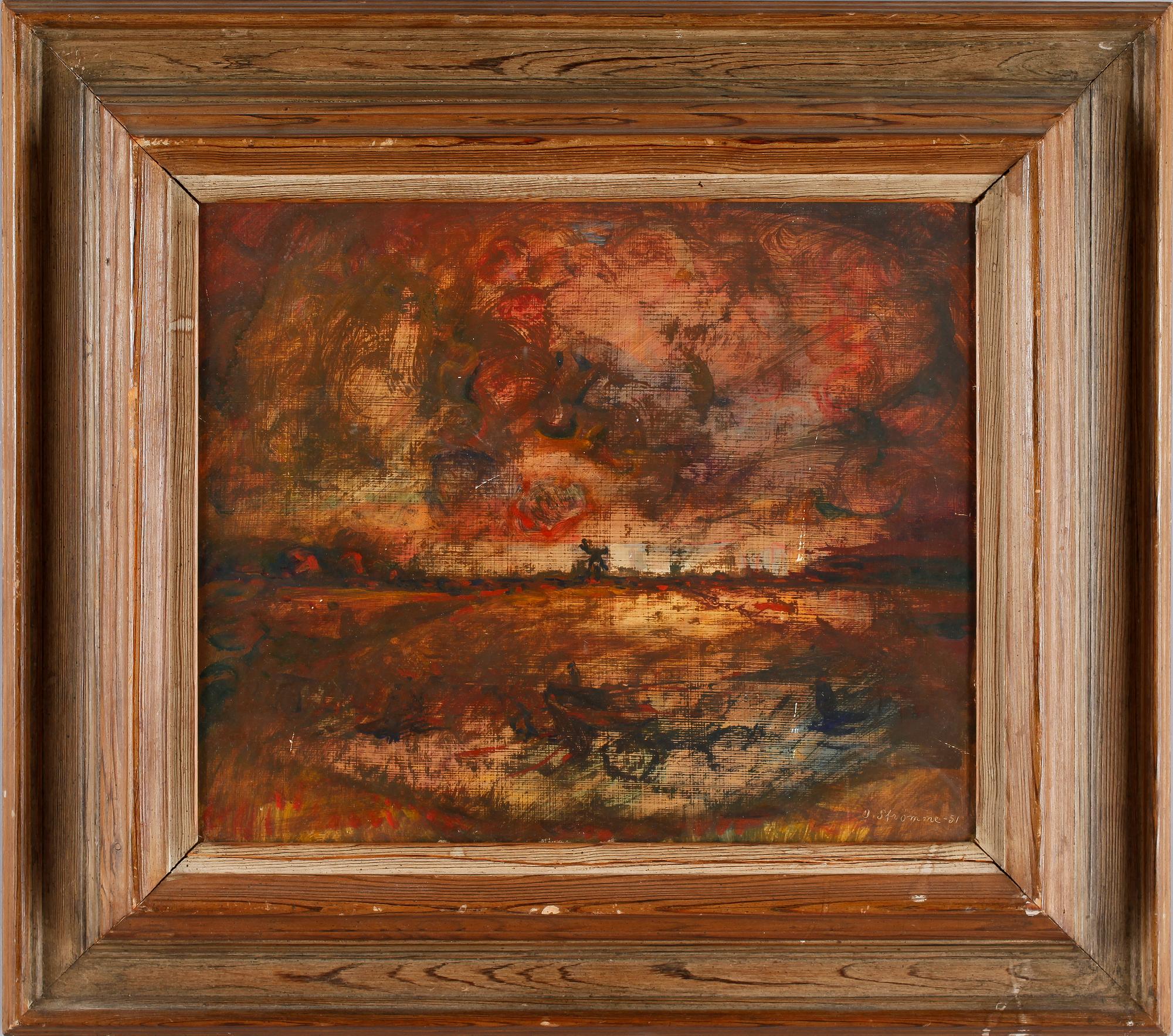 OLAV STRÖMME, blandteknik, sign o dat -51.