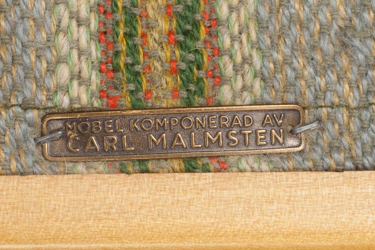 KARMSTOL, brickmärkt Carl Malmsten. "Ulfåsa".