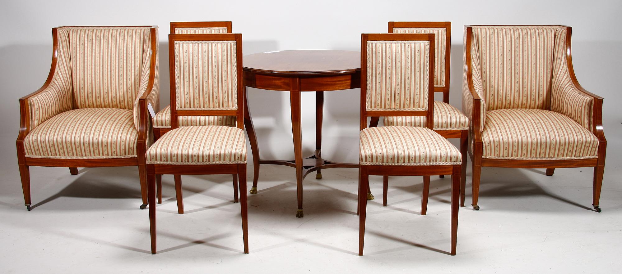 SALONGSGRUPP, 8 delar, empirestil, 1900-talets första fjärdedel.