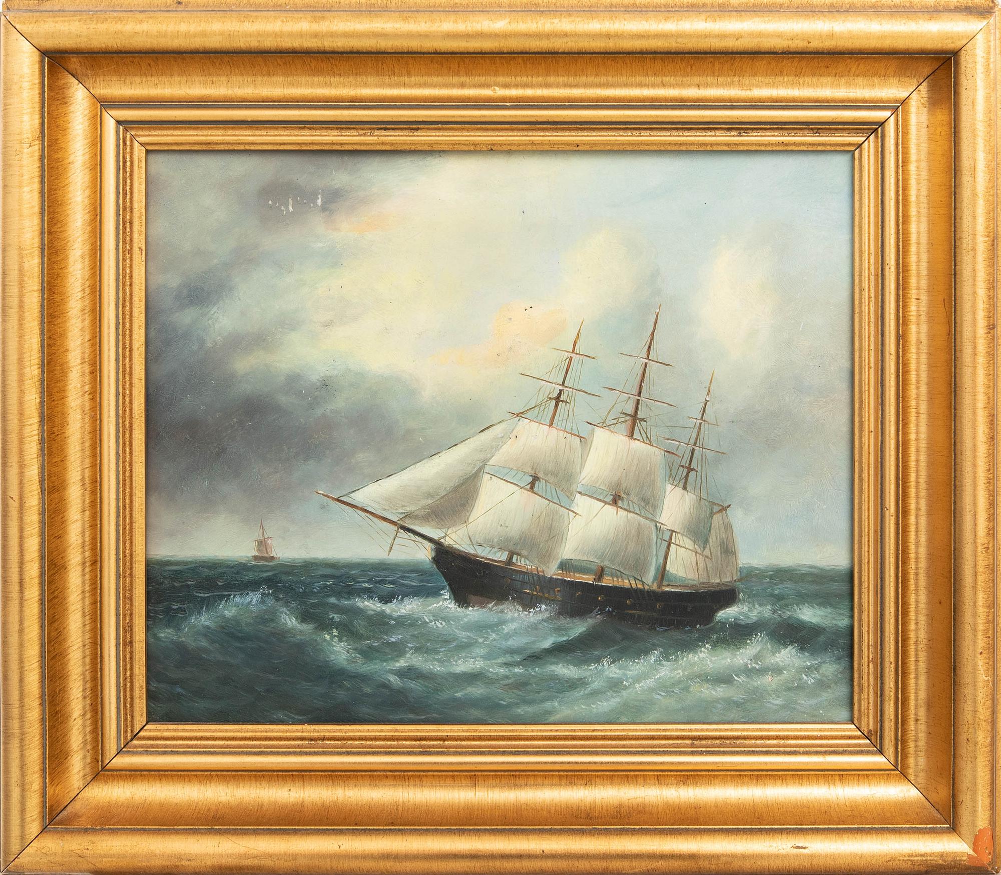 Unknown artist 19th/20th century, Sailing ship at sea.
