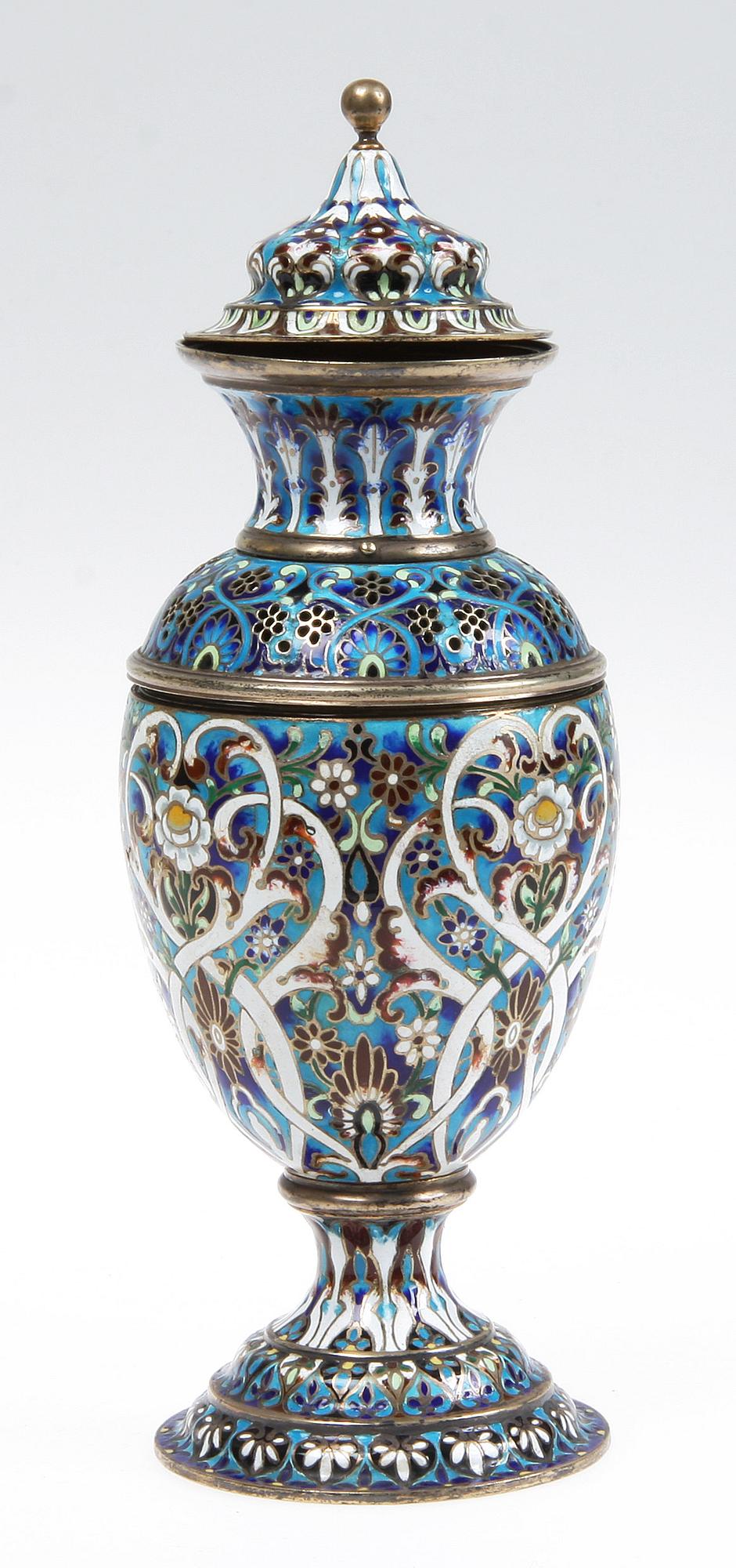 LOCKURNA, orientalisk stil, silver och emalj, Gorham Manufacturing Co, 1800/1900-tal.