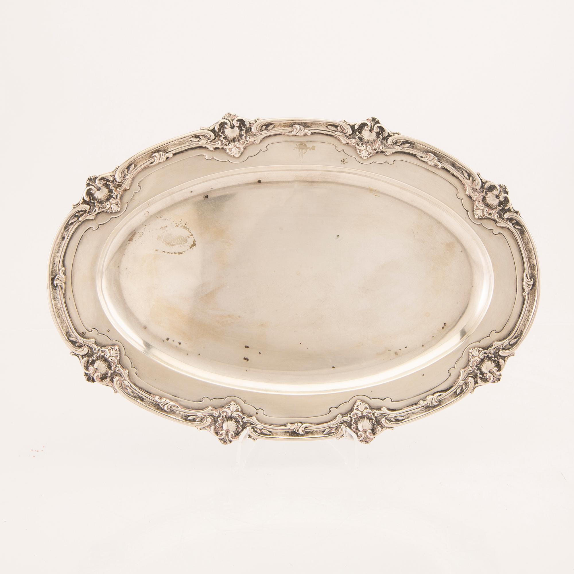 A German 19th century silver plate mark of L Posen Frankfurt, weight 942 grams.