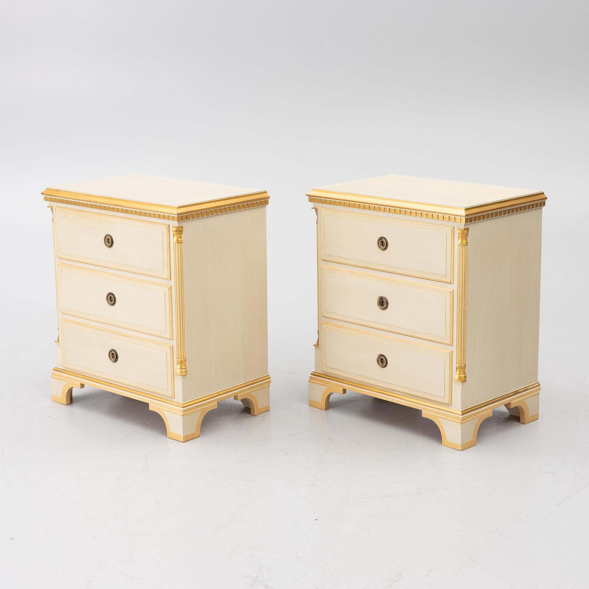 Bedside tables, a pair, K.A Roos.