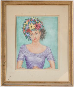 Simone de Dardel · SIMONE DE DARDEL, blandteknik, signerad o daterad 1946