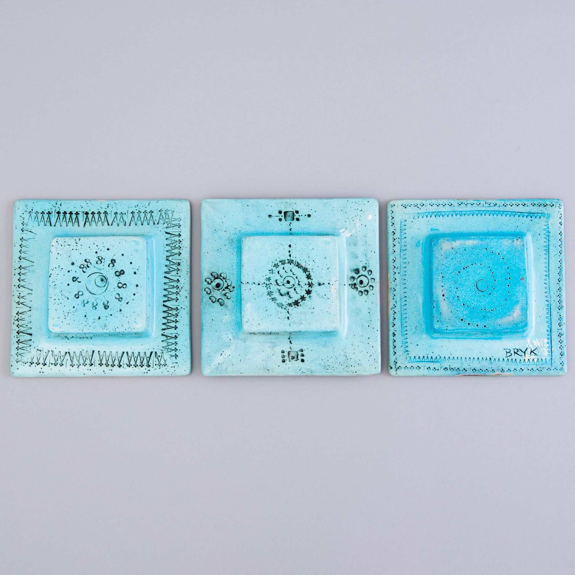 RUT BRYK, Three stoneware reliefs signed Bryk.