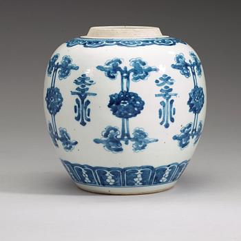 A blue and white jar, Qing dynasty, 18th century.