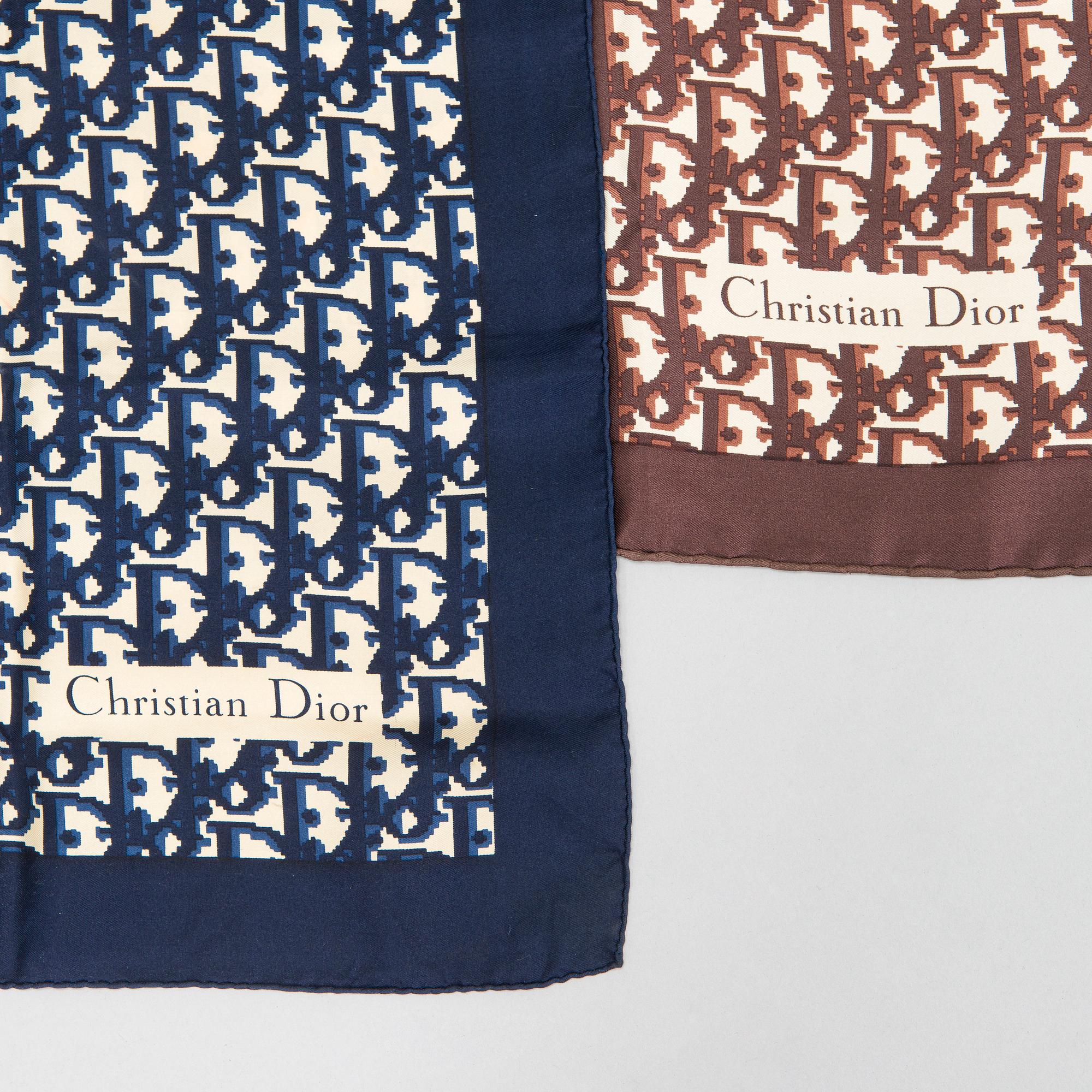 Christian Dior, two silk scarves.