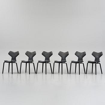 Arne Jacobsen, a set of six "Grand Prix" (Exclusive Edition Black) dining chairs, Fritz Hansen, 2021.