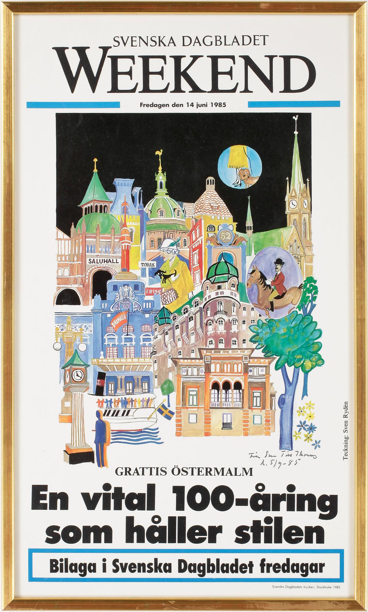 SVEN RYDÉN. Affisch. signerad samt dedicerad av konstnären.