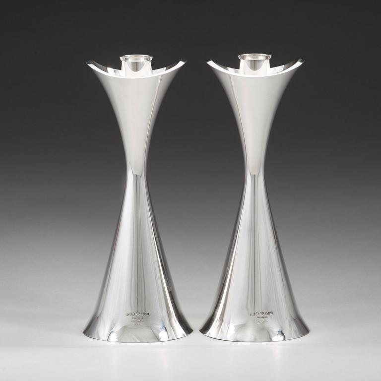 Helge Lindgren, a pair of silver candlesticks by K Andersson, Stockholm 1960.