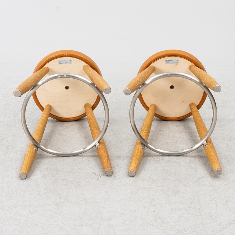 Hans J. Wegner, a pair of 'CH56' bar stools, Carl Hansen & Son, Denmark, 21st century.