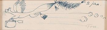 Tove Jansson, tekning, signerad och daterad 2. jan.