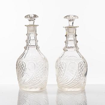 A pair of Anglo-Irish cut-glass decanters, first part of the 19th Century.