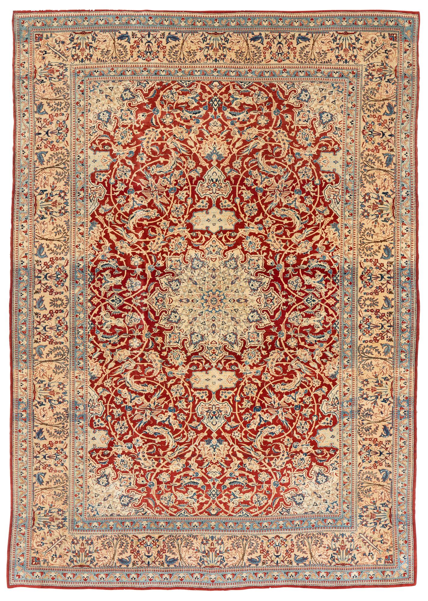 Matta, old Nain Tuteshk part silk, ca 223,5 x 157,5 cm.