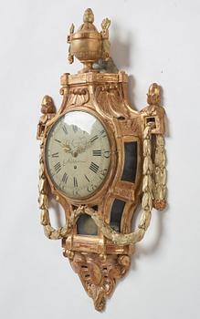 A Gustavian wall clock by Olof Ljungdahl (clockmaker Stockholm 1775-1780).