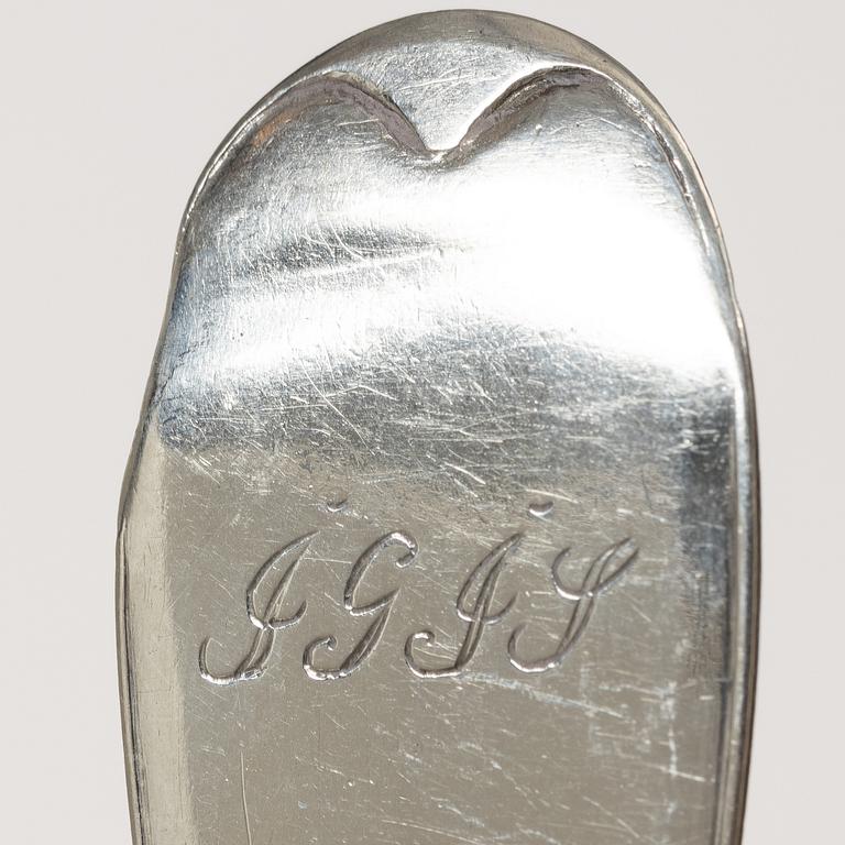 Nine Swedish silver spoons, early 19th century.