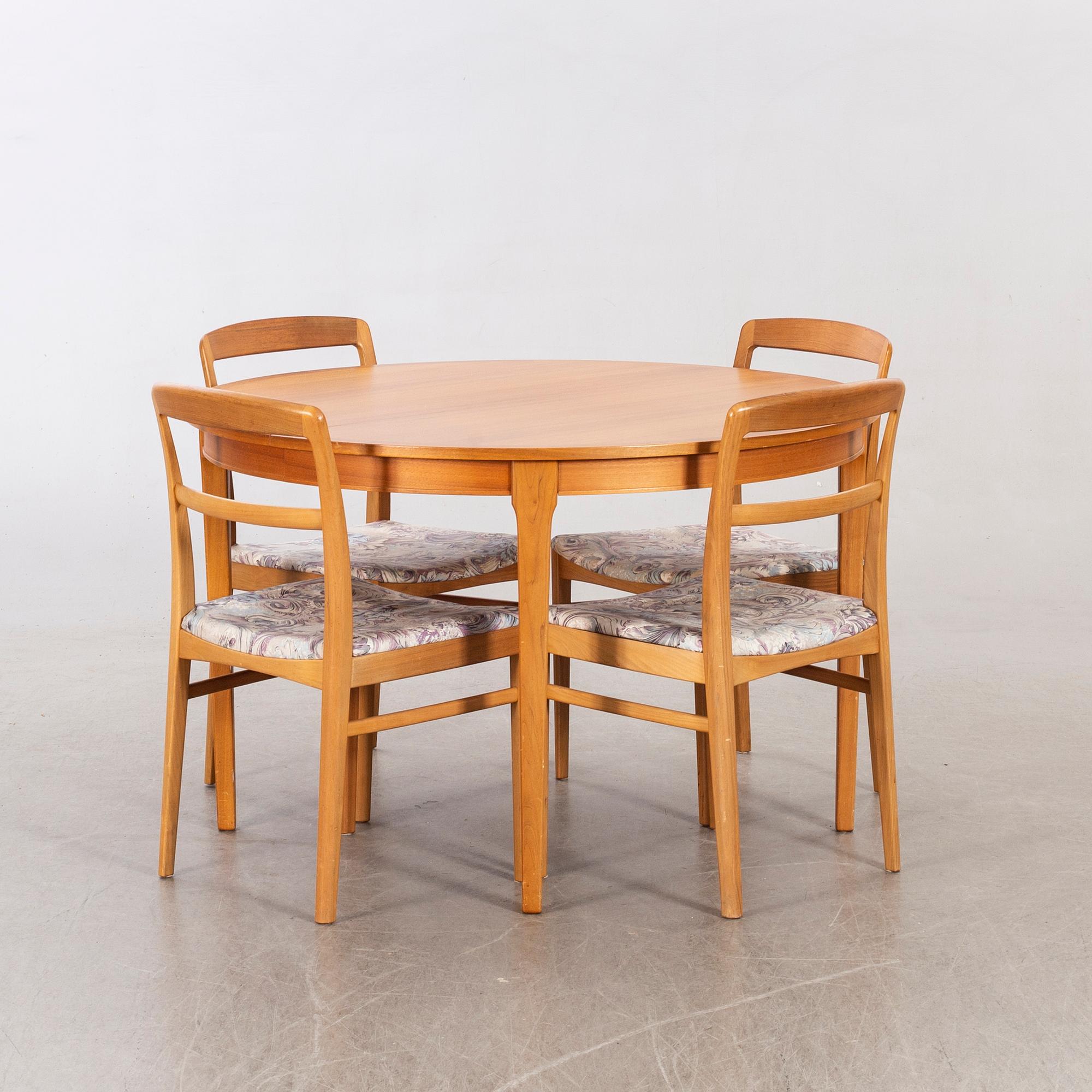 MATBORD SAMT FYRA STOLAR, Möbelfabriken Linden, Horda, 1960-tal.