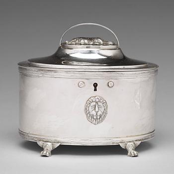 A Swedish 19th century silver sugar-casket, mark of Johan Fredrik Masman, Stockholm 1814.