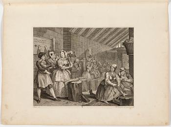 WILLIAM HOGARTH, six copper engravings "A Harlot's Progress", plate 1-6.