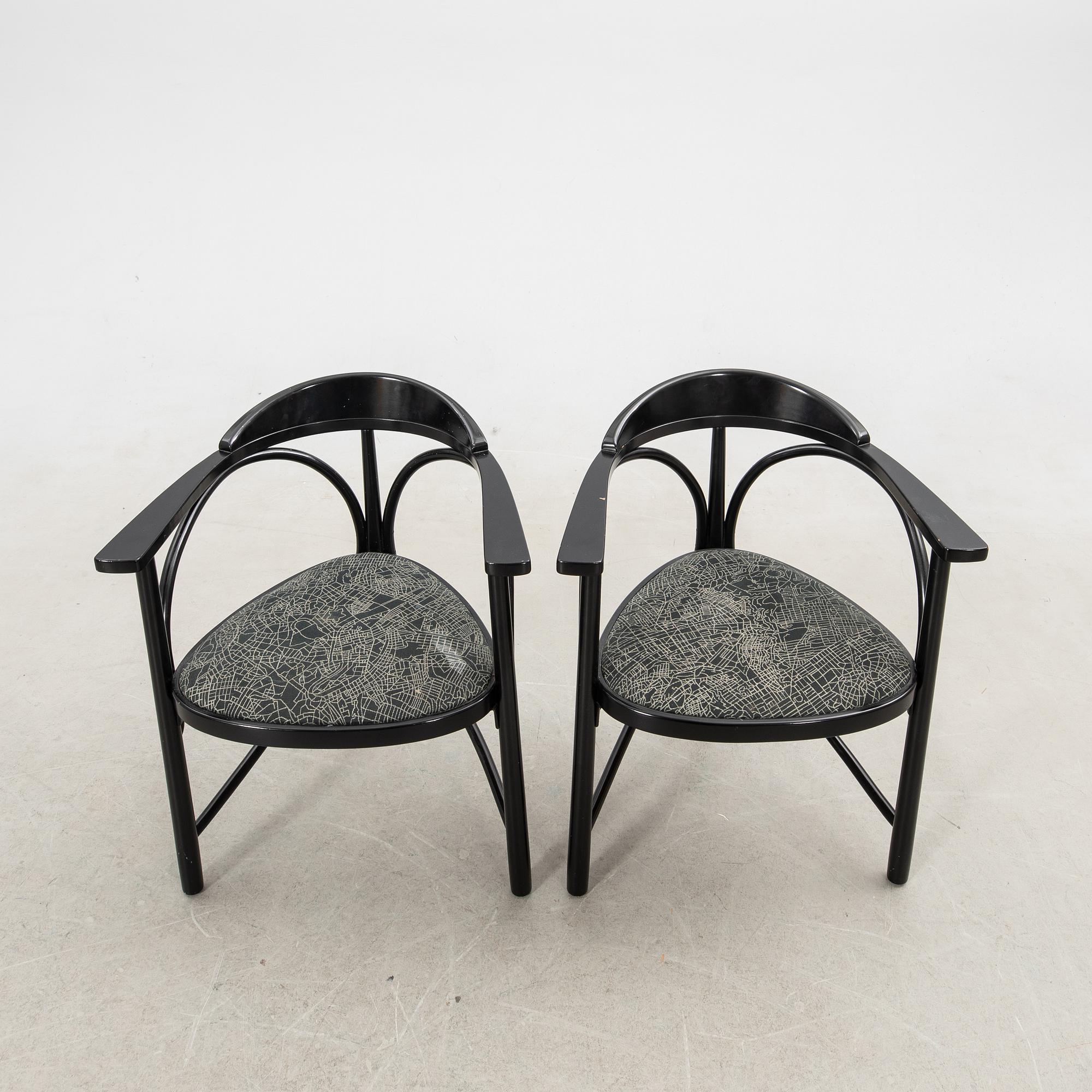 Armchairs, 6 pcs, model 87, Thonet, late 20th century.