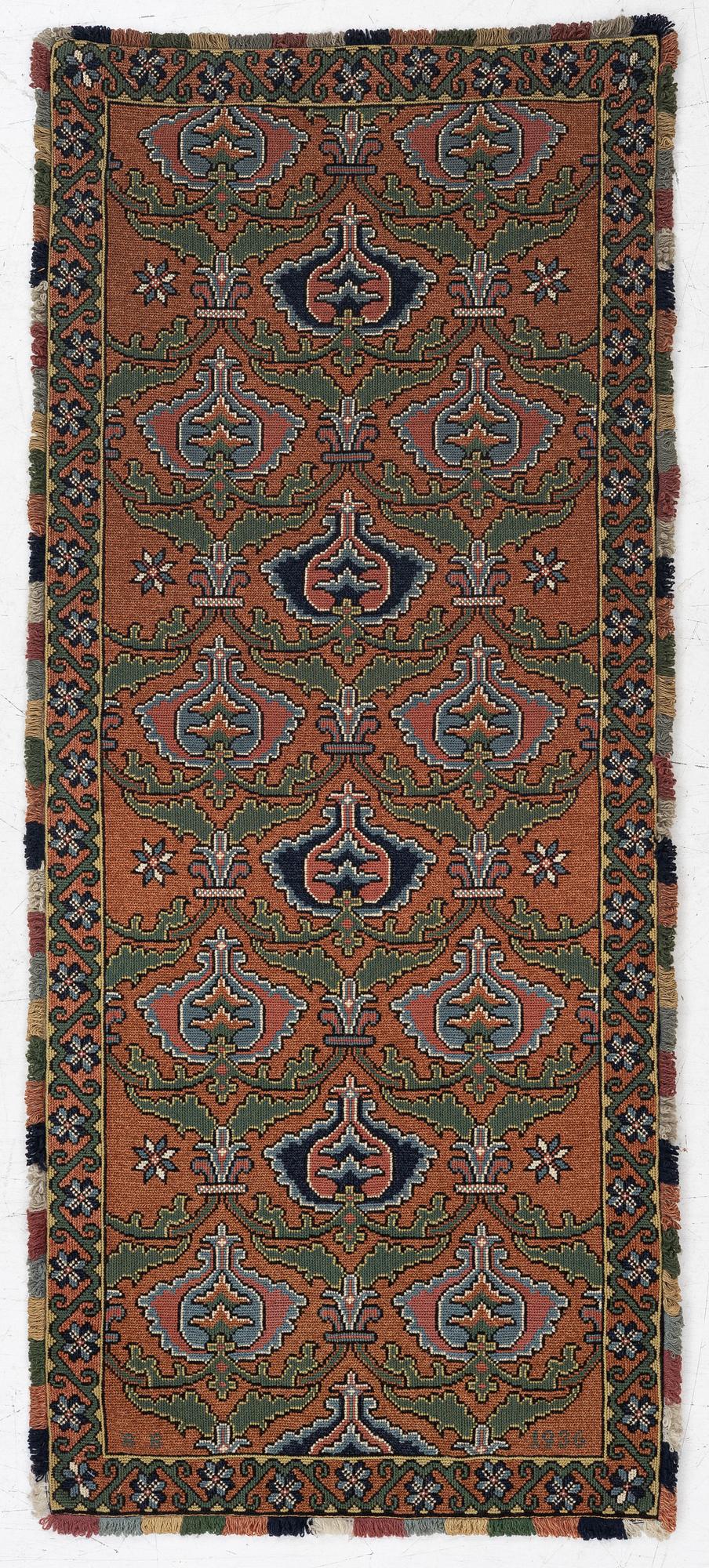 Sled cushion in folk art style, 20th century. 155 x 70 cm.