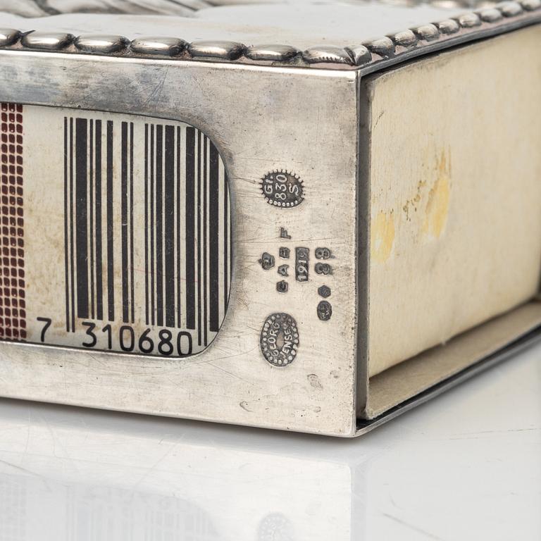 Georg Jensen, tändsticksfodral, silver, Danmark 1919.