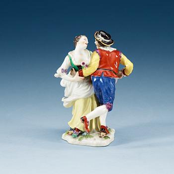 763. A Meissen figurine of a dancing couple, 1920's.