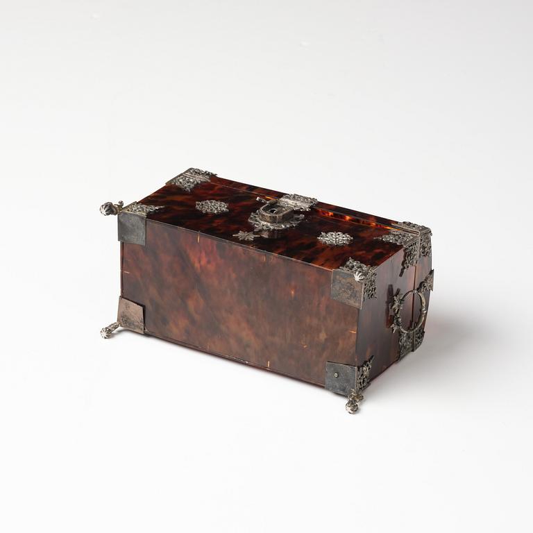 A Baroque tortoiseshell and silver-mounted casket, later part of the 17th century.