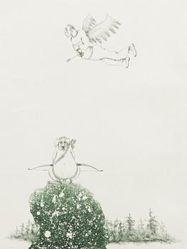 MANNO KALLIOMÄKI, kuivaneula ja akvatinta, signeerattu ja päivätty 1973, numeroitu 17/30 Tpl'a.