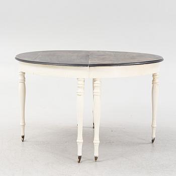 A painted dining table, late 19th Century.