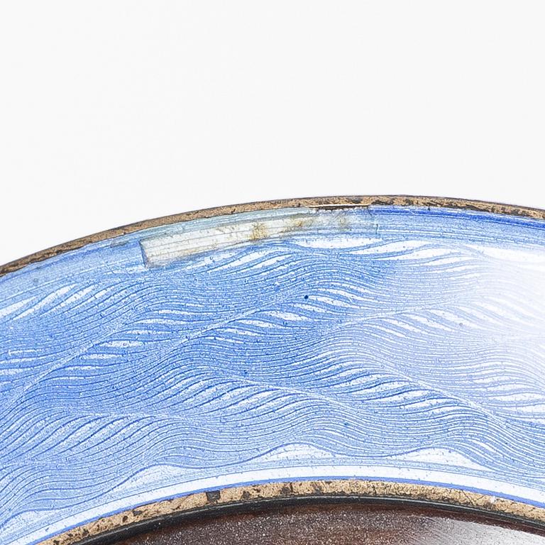 Two sterling Silver Guilloche Enamel frames, marks of David Andersen, Oslo Norway early 20th century.