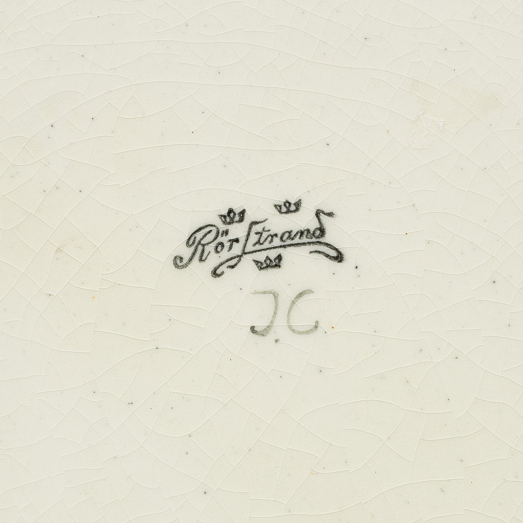 ILSE CLAESSON, a creamware dish from Rörstrand, signed I.C.