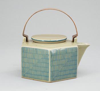 A Signe Persson Melin stoneware 'Six-sided' teapot, Rörstrand.