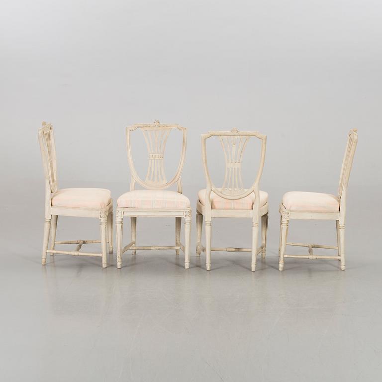 A set of four late gustavian chairs Stockholm around 1800.