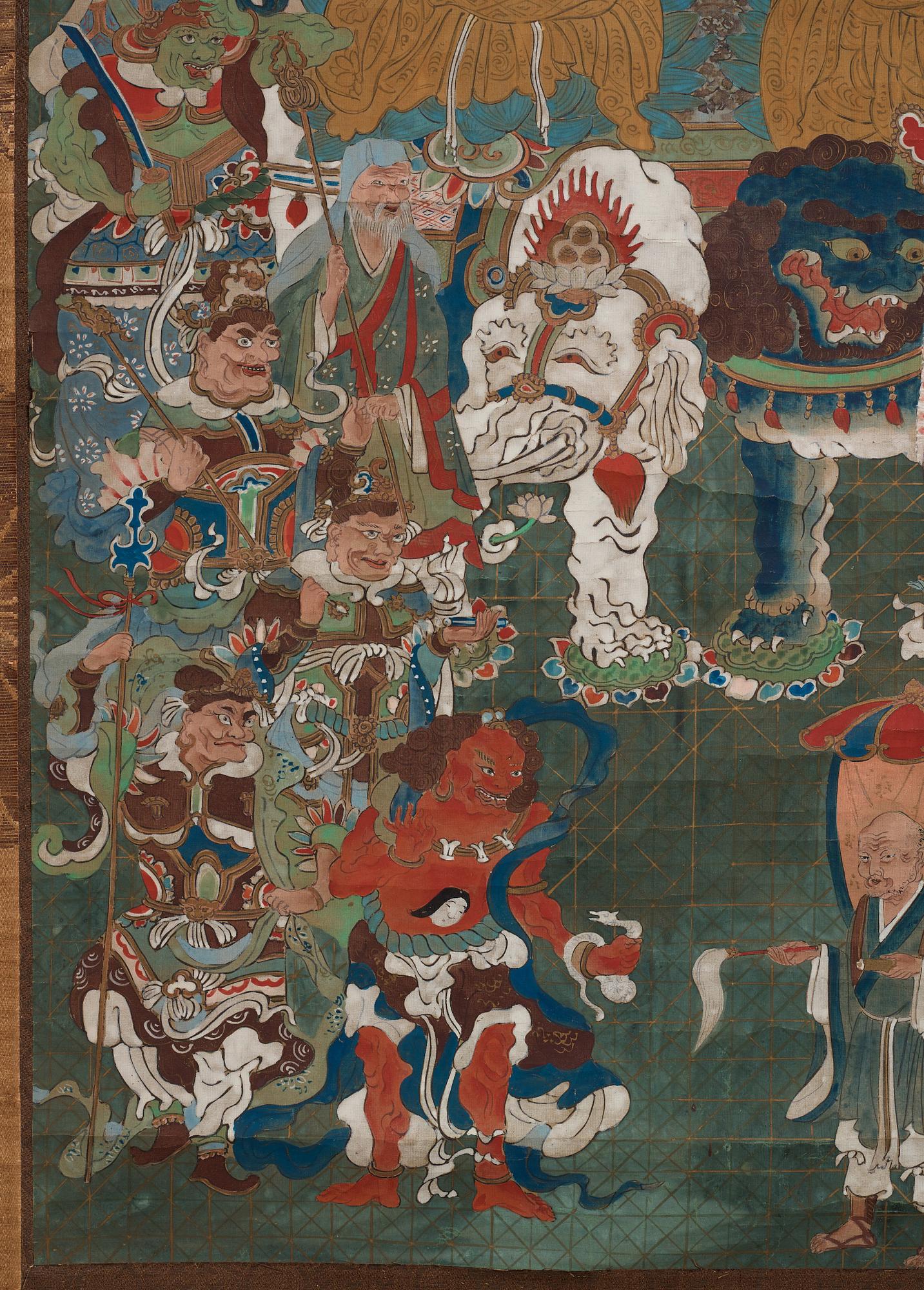 RULLMÅLNING, tusch och färg på papper. Japan, Edo period.