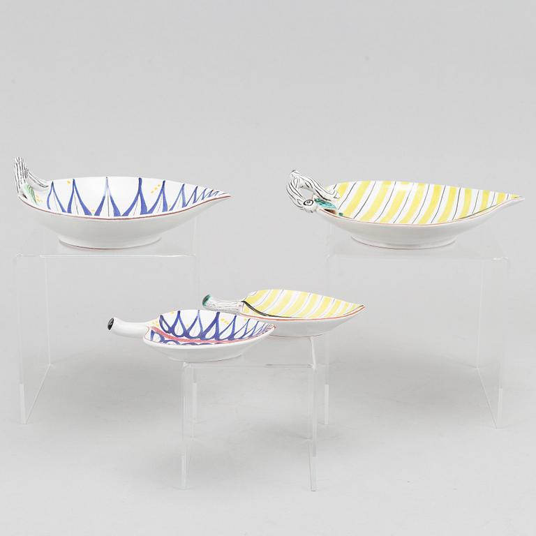 Stig Lindberg, four earthenware dishes, Gustavsberg studio.