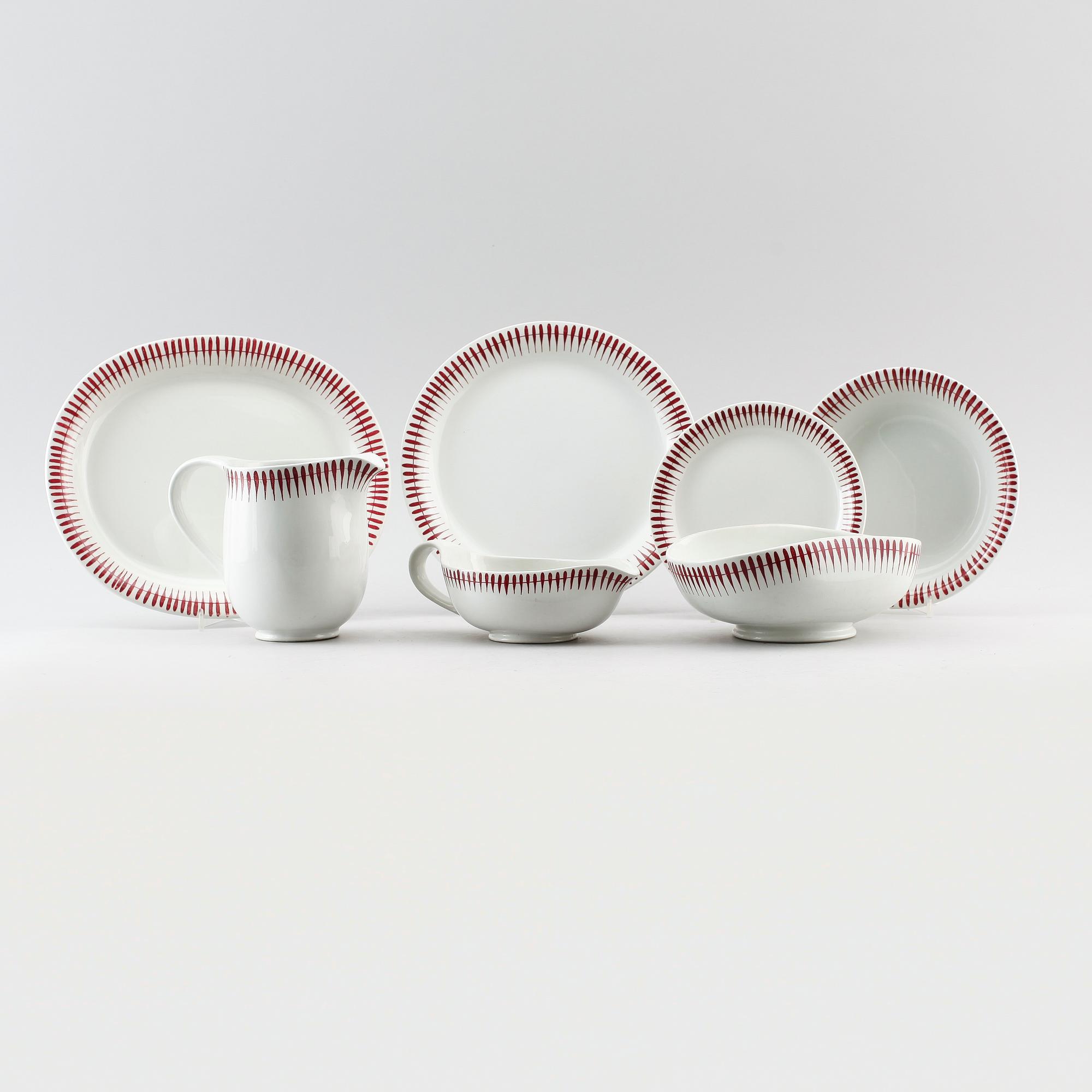 MATSERVIS, 38 delar, flintgods, "Amulett", Wilhelm Kåge, Gustavsberg, 1900-talets mitt.
