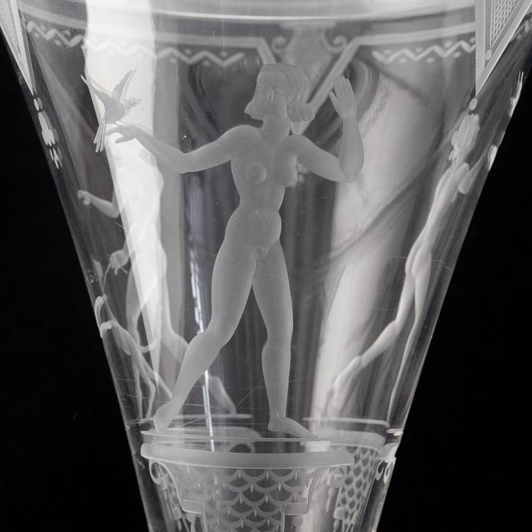 Edvin Ollers, a glass cup, Elme glasbruk, Sweden, 1932.